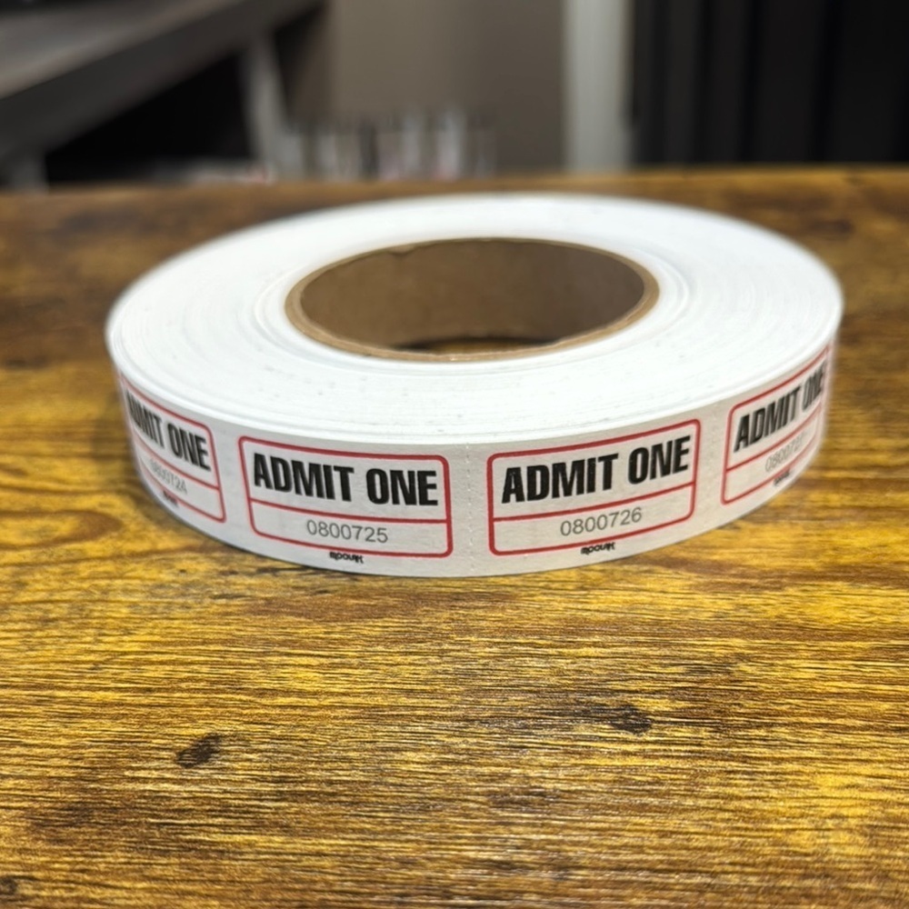 Admit One Ticket Roll - White